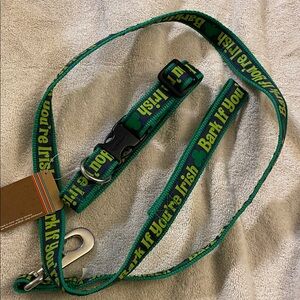 Old Navy Green and Yellow Dog Leash and Collar